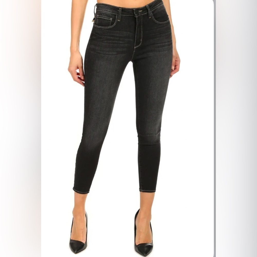 L'Agence Margot Skinny High Rise Faded Carbon Jeans Size 26